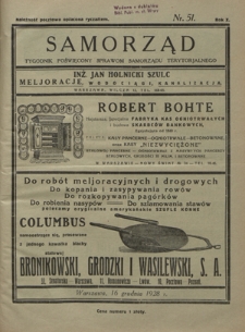 Samorząd : tygodnik poświęcony sprawom samorządu terytorialnego. R. 10, nr 51 (16 grudnia 1928)