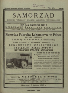 Samorząd : tygodnik poświęcony sprawom samorządu terytorialnego. R. 11, nr 14 (7 kwietnia 1929)