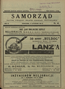 Samorząd : tygodnik poświęcony sprawom samorządu terytorialnego. R. 11, nr 46 (17 listopada 1929)