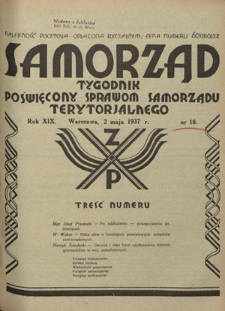 Samorząd : tygodnik poświęcony sprawom samorządu terytorialnego. R. 17, nr 18 (5 maja 1935)