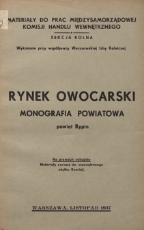Monografia produkcji sadowniczej i handlu owocarskiego na obszarze powiatu rypińskiego