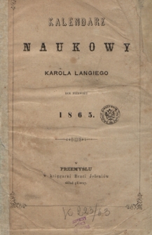 Kalendarz Naukowy Karola Langiego R. 1 1865