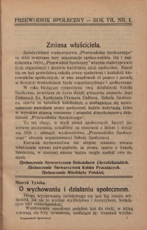 Przewodnik Społeczny : miesięcznik poświęcony kierownictwu stowarzyszeń polskich. R. 7 (1926), nr 1