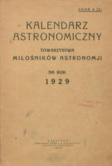 Kalendarz Astronomiczny Towarzystwa Miłośników Astronomji na Rok 1929