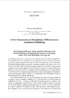 A few comments on disciplinary differences in academic publishing