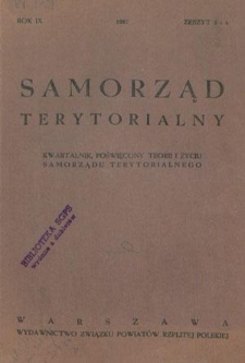 Samorząd Terytorjalny : kwartalnik poświęcony teorji i życiu samorządu terytorialnego / pod redakcją M. Jaroszyńskiego. R. 9, z. 3 i 4 (1937)