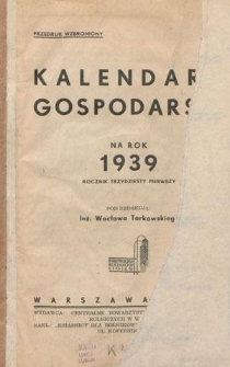 Kalendarz Gospopdarski na Rok 1939