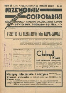 Przewodnik Gospodarski : organ Centralnego Towarzystwa Organizacyj i Kółek Rolniczych R. 6 [29] nr 23 (10 czerwca 1934)