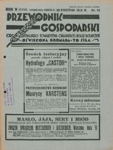Przewodnik Gospodarski : organ Centralnego Towarzystwa Organizacyj i Kółek Rolniczych R. 5 [27], nr 18 (30 kwietnia 1933)