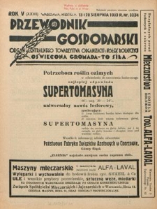Przewodnik Gospodarski : organ Centralnego Towarzystwa Organizacyj i Kółek Rolniczych R. 5 [27], nr 33/34 (13/20 sierpnia 1933)