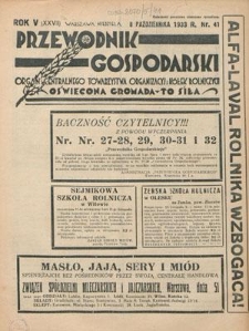 Przewodnik Gospodarski : organ Centralnego Towarzystwa Organizacyj i Kółek Rolniczych R. 5 [27], nr 41 (8 października 1933)
