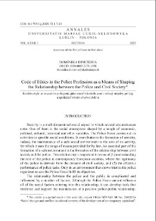 Code of ethics in the police profession as a means of shaping the relationship between the police and civil society