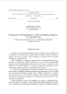 Instrumenty Unii Europejskiej w walce z nielegalną imigracją – zarys problematyki