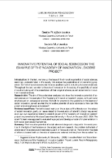 Innovative potential of social sciences on the example of the "Academy of Innovation Leaders" project