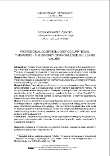 Professional competences of occupational therapists &ndash; the synergy of knowledge, skills and values