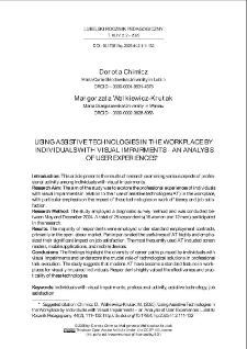 Using assistive technologies in the workplace by individuals with visual impairments – an analysis of user experiences
