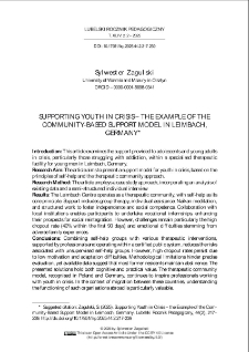 Supporting youth in crisis &ndash; the example of the community based support model in Leimbach, Germany