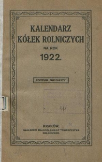 Kalendarz Kółek Rolniczych na Rok Pański 1922