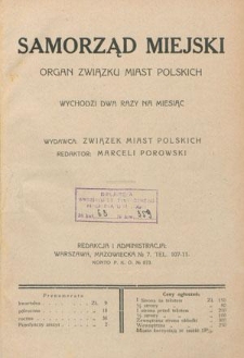 Samorząd Miejski : organ Związku Miast Polskich T. 10 z. 1/2 (15 styczeń- 1 luty 1930)
