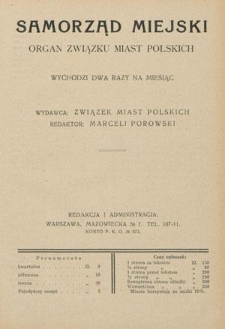 Samorząd Miejski : organ Związku Miast Polskich T. 10 z. 18 (1930)