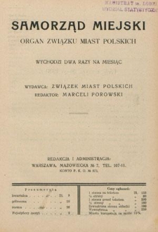 Samorząd Miejski : organ Związku Miast Polskich T. 10 z. 20 (1930)