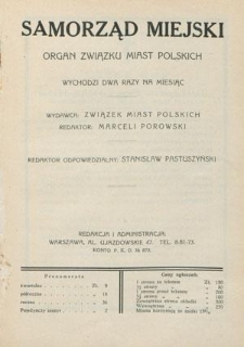 Samorząd Miejski : organ Związku Miast Polskich T. 11, nr 24 (15 grudnia 1931)