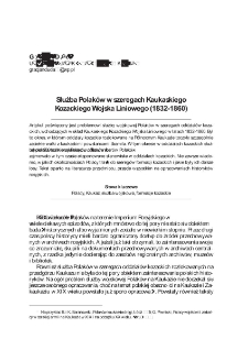 Służba Polak&oacute;w w szeregach Kaukaskiego Kozackiego Wojska Liniowego (1832-1860)