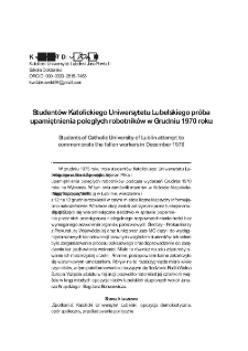 Student&oacute;w Katolickiego Uniwersytetu Lubelskiego pr&oacute;ba upamiętnienia poległych robotnik&oacute;w w Grudniu 1970 roku