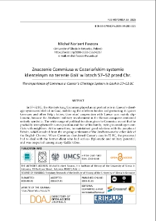 Znaczenie Commiusa w Cezariańskim systemie klientelnym na terenie Galii w latach 57&ndash;52 przed Chr.