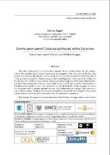 Contra spem spero? Ostatnia polityczna walka Cycerona