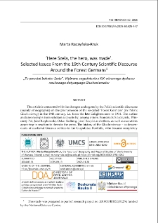 "Here Szela, the hero, was made". Selected issues from the 19th Century scientific discourse around the Forest Germans