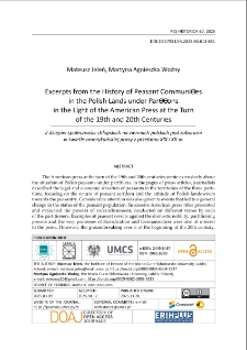 Excerpts from the history of peasant communities in the Polish lands under partitions in the light of the American Press at the turn of the 19th and 20th Centuries
