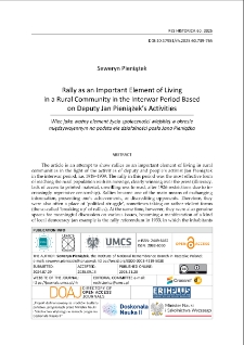 Rally as an important element of living in a rural community in the interwar period based on deputy Jan Pieniążek&rsquo;s activities