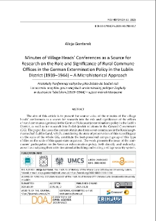 Minutes of village heads&rsquo; conferences as a source for research on the role and significance of rural commune offices in the German extermination Policy in the Lublin District (1939&ndash;1944) &ndash; a microhistorical approach