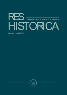 Res Historica: journal the Institute of History, UMCS Nr 60 (2025). Spis treści