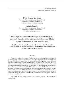 Skutki ograniczania roli samorządu szlacheckiego naziemiach litewsko-białoruskich w świetle zmian składu sąd&oacute;w szlacheckich w latach 1832&ndash;1855