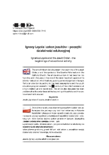 Ignacy Loyola i zakon jezuit&oacute;w &ndash; początki działalności edukacyjnej