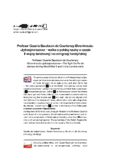 Profesor Cezaria Baudouin de Courtenay- Ehrenkreutz -Jędrzejewiczowa &ndash; walka o polską naukę w czasie II wojny światowej i na emigracji londyńskiej