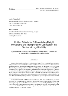 Unified criteria for differentiating freight forwarding and transportation contracts in the context of legal liability