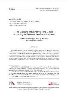 The doctrine of extinctive time limits according to Professor Jan Gwiazdomorski