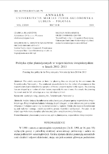Polityka opłat planistycznych w wojew&oacute;dztwie świętokrzyskim w latach 2010&ndash;2015
