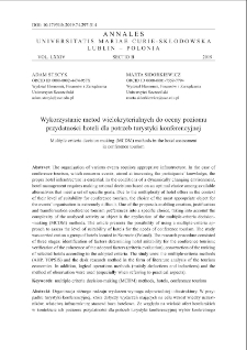 Wykorzystanie metod wielokryterialnych do oceny poziomu przydatności hoteli dla potrzeb turystyki konferencyjnej