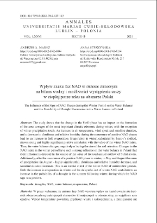 Wpływ znaku faz NAO w okresie zimowymna bilans wodny i możliwości wystąpienia suszy w ciepłej porze roku na obszarze Polski