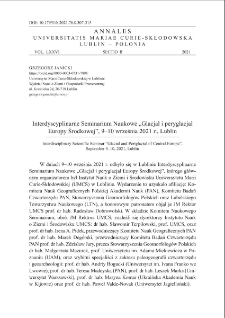 Interdyscyplinarne Seminarium Naukowe &bdquo;Glacjał i peryglacjał Europy Środkowej&rdquo;, 9&ndash;10 września 2021 r., Lublin