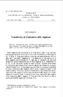 Transitivity of implicative aBE algebras