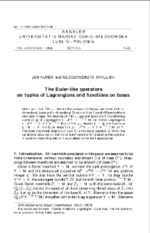 The Euler - like operatorson tuples of Lagrangians and functions on bases
