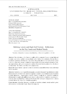 Defining luxury and high-end tourism &ndash; reflectionson the key issues and market trends