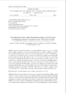 The meaning of the urban recreational space in the process of designing outdoor creative events: the case of Ł&oacute;dź