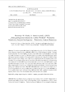 Recenzja: M. Chada, A. Stawicka (red.). (2022). &bdquo;Atlas geologiczno-inżynierski Lublin&ndash;Świdnik&rdquo;. Warszawa: Państwowy Instytut Geologiczny &ndash; Państwowy Instytut Badawczy