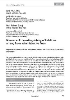 Manners of the extinguishing of liabilities arising from administrative fines